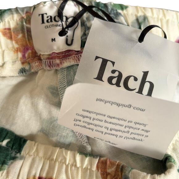 Tach Clothing Floral Linen Cotton Shorts Medium Pull On Elastic Waist Ethereal - Picture 8 of 10